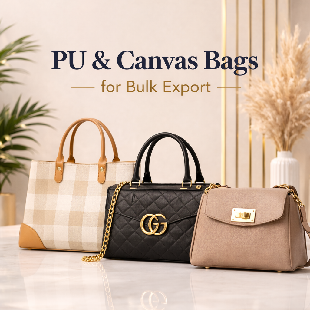 PU & canvas bags for bulk export from India 